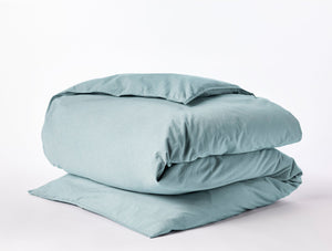 Coyuchi Surf Chambray Organic Crinkled Percale Duvet Cover