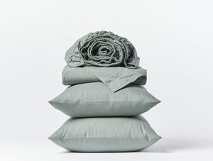 Coyuchi Sage Organic Crinkled Percale Sheets